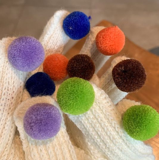 Fashion Fur Ball Knitted Gloves Winter Thick Women Split Finger Fingerless Touch Screen Warm Student Girls Christmas Gift