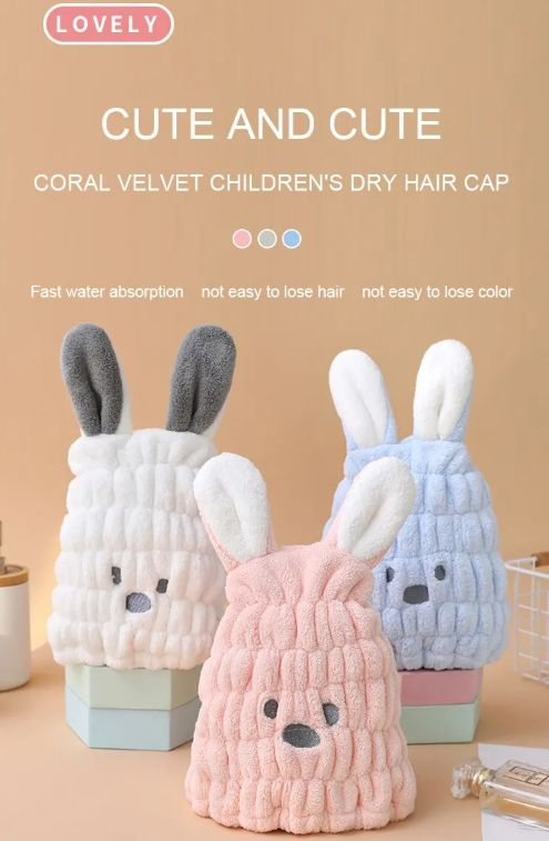 1PC Creative Rabbit Design Hair Drying Cap, Cute Cartoon Hair Towel For Bathroom, Elastic Super Absorbent Shower Cap