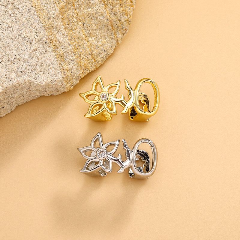 TOPGRILLZ Glossy Double Hollow Flower Tooth Grillz For Women Gold Silver Color Daily Wearable Tooth Jewelry Dental Grills B2-1057