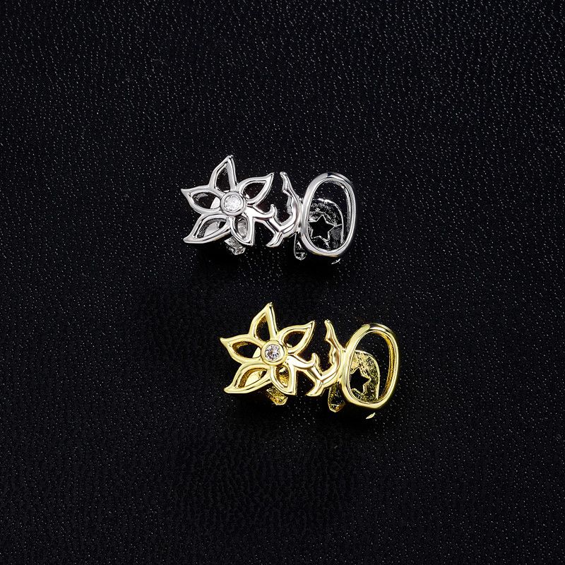 TOPGRILLZ Glossy Double Hollow Flower Tooth Grillz For Women Gold Silver Color Daily Wearable Tooth Jewelry Dental Grills B2-1057