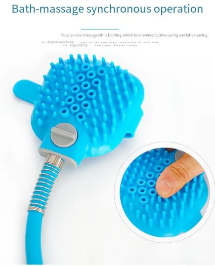 Pet Bathing Sprayer Nozzle Hose Dog Shower Head Handheld Silicone Massage Brush Cats Dogs Cleaning Washing Supplies