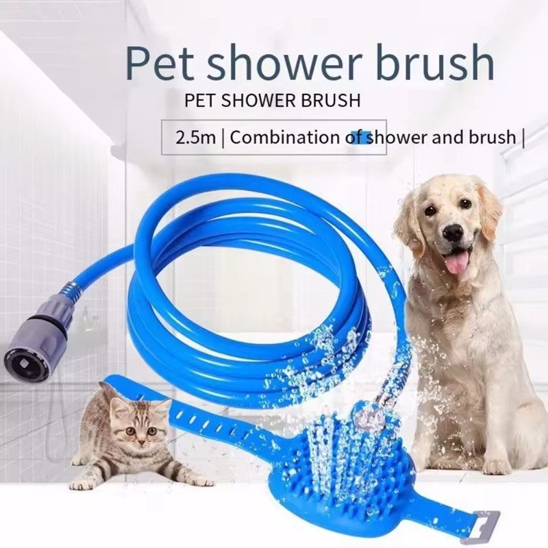 Pet Bathing Sprayer Nozzle Hose Dog Shower Head Handheld Silicone Massage Brush Cats Dogs Cleaning Washing Supplies