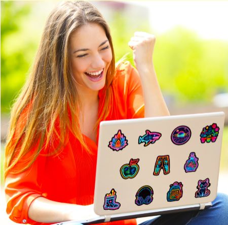 50PCS Funny Neon Light Cartoon Stickers DIY Cool Graffiti Sticker for Laptop Luggage Bike Snowboard Waterproof Decal Toys H-66