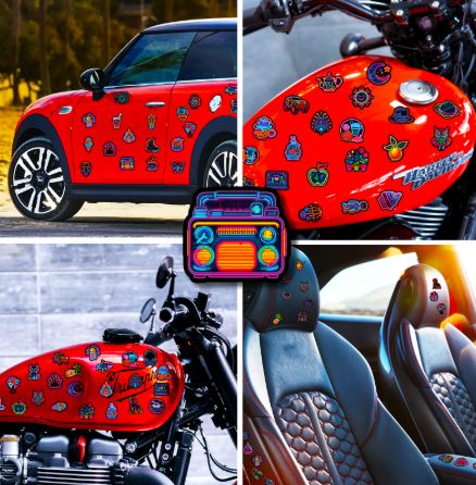 50PCS Funny Neon Light Cartoon Stickers DIY Cool Graffiti Sticker for Laptop Luggage Bike Snowboard Waterproof Decal Toys H-66