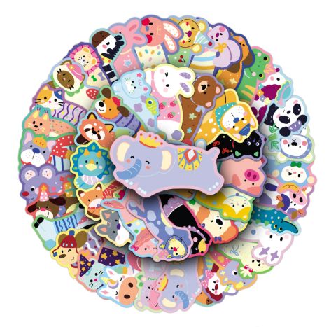 50Pcs Original Running Animal Stickers Kawaii Hand-Drawn Non-Infringing Cute Pet Stickers for DIY Journal Guka AnimeWorlds Store