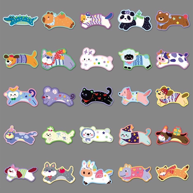 50Pcs Original Running Animal Stickers Kawaii Hand-Drawn Non-Infringing Cute Pet Stickers for DIY Journal Guka AnimeWorlds Store