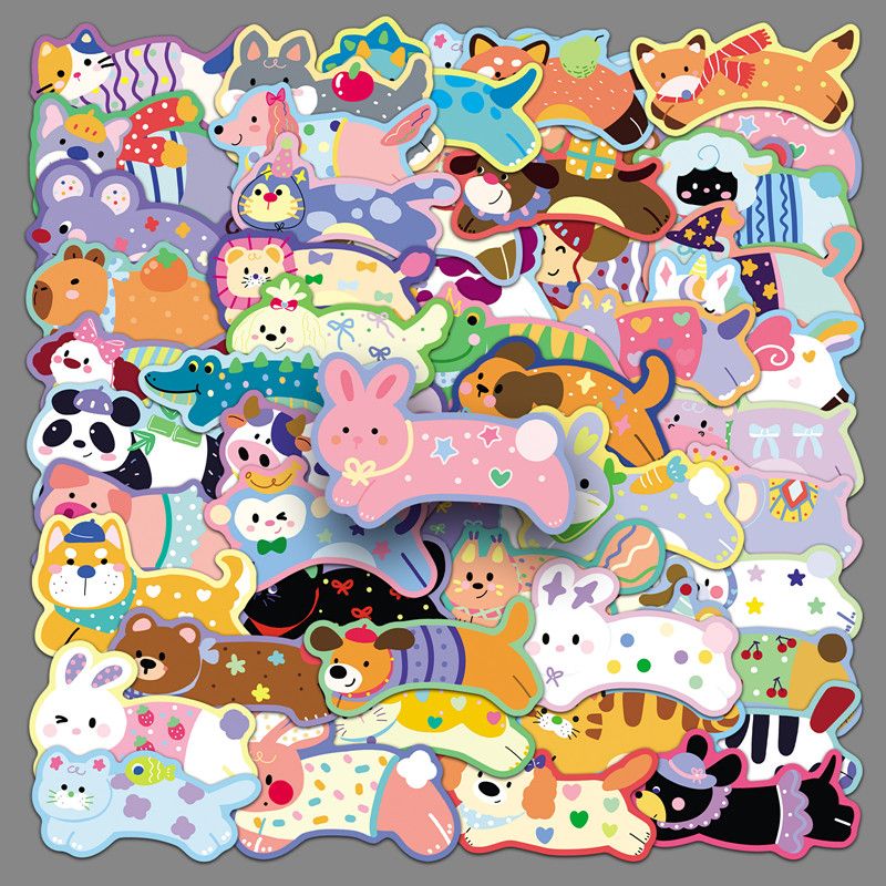 50Pcs Original Running Animal Stickers Kawaii Hand-Drawn Non-Infringing Cute Pet Stickers for DIY Journal Guka AnimeWorlds Store