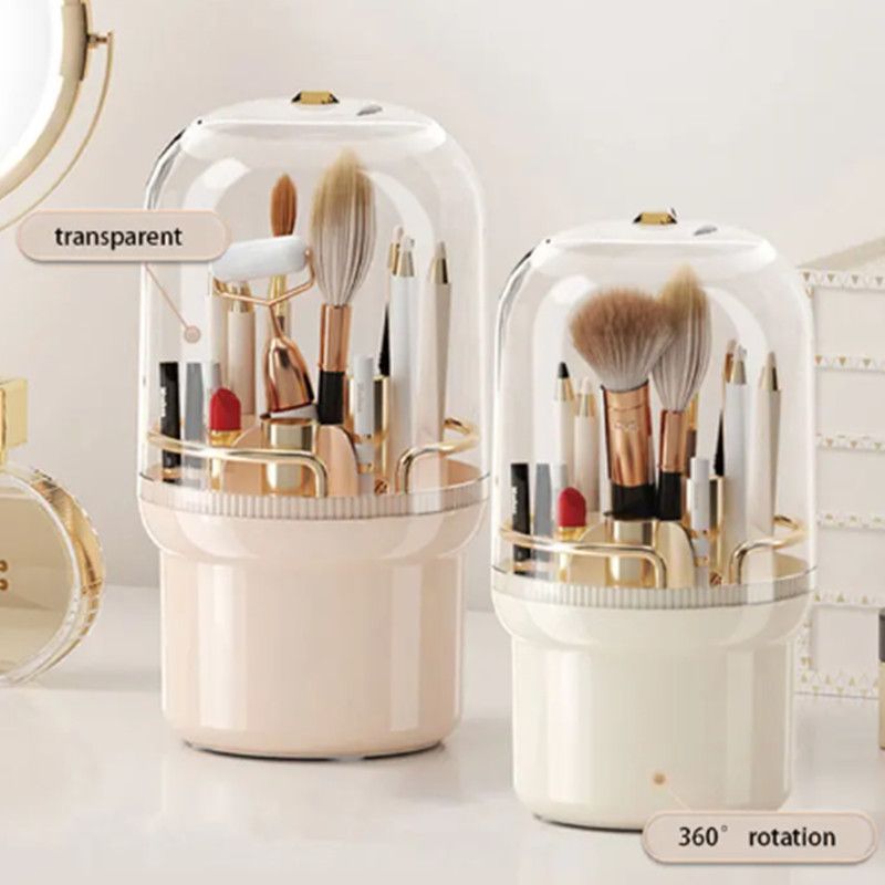 1PC Rotating Makeup Brush Storage Box Portable Multifunction Dust Proof Desktop Organizer Lipstick Shadow Cosmetic Holder