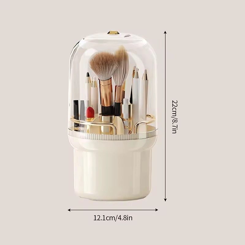 1PC Rotating Makeup Brush Storage Box Portable Multifunction Dust Proof Desktop Organizer Lipstick Shadow Cosmetic Holder
