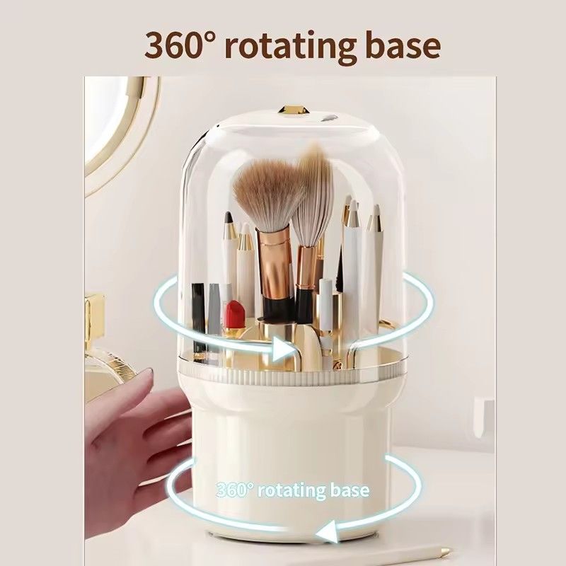 1PC Rotating Makeup Brush Storage Box Portable Multifunction Dust Proof Desktop Organizer Lipstick Shadow Cosmetic Holder