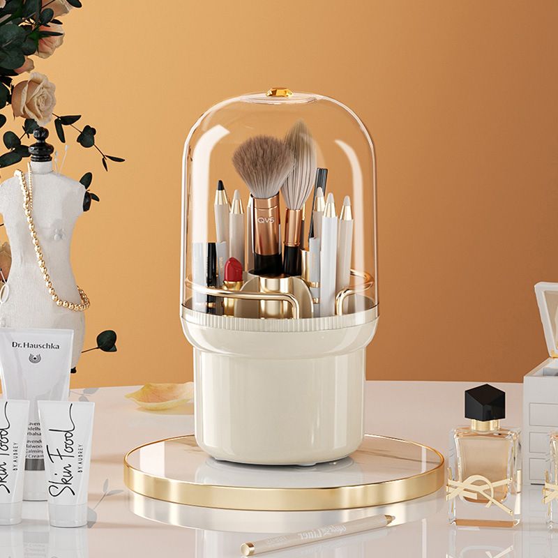 1PC Rotating Makeup Brush Storage Box Portable Multifunction Dust Proof Desktop Organizer Lipstick Shadow Cosmetic Holder