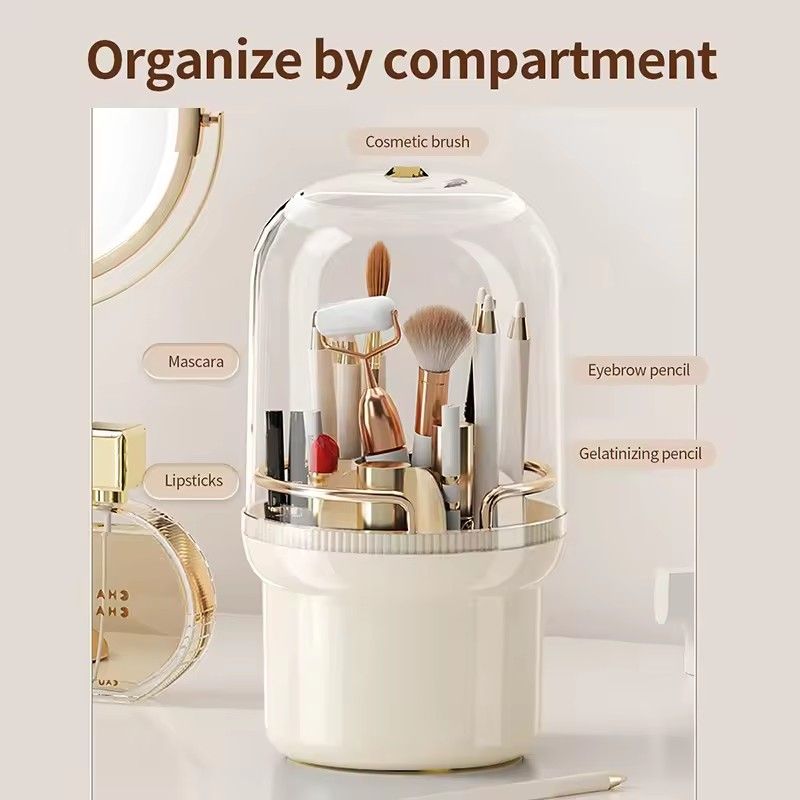 1PC Rotating Makeup Brush Storage Box Portable Multifunction Dust Proof Desktop Organizer Lipstick Shadow Cosmetic Holder