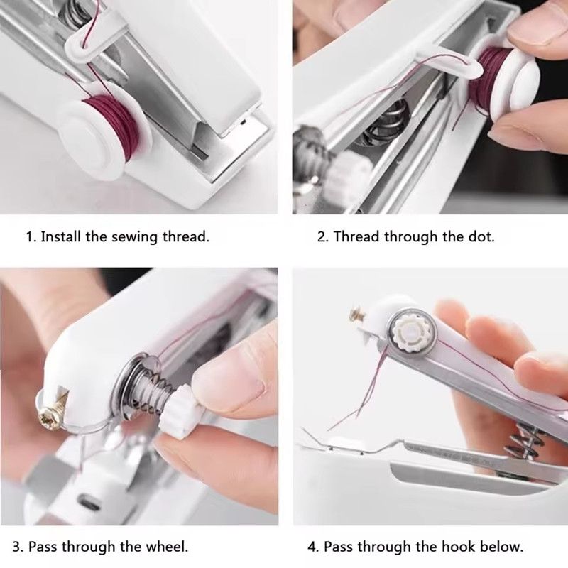 Home Handheld Sewing Machine Protable Outdoor Travel Clothes Fabrics DIY Stitchin Sew Tool Mini Manual Stitch Needlework Machine