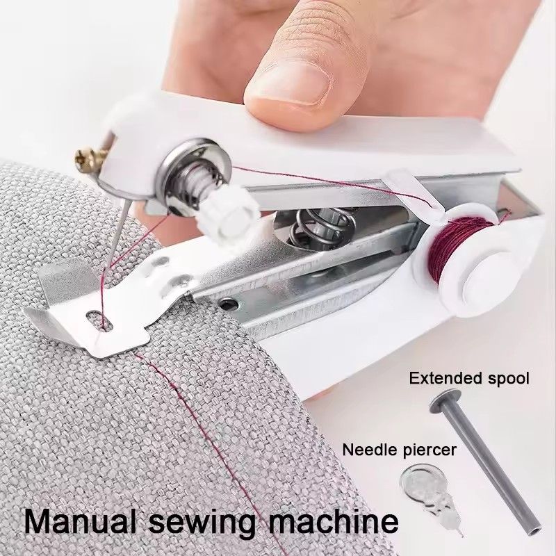 Home Handheld Sewing Machine Protable Outdoor Travel Clothes Fabrics DIY Stitchin Sew Tool Mini Manual Stitch Needlework Machine