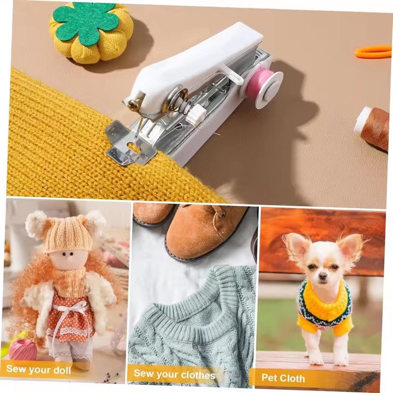 Home Handheld Sewing Machine Protable Outdoor Travel Clothes Fabrics DIY Stitchin Sew Tool Mini Manual Stitch Needlework Machine