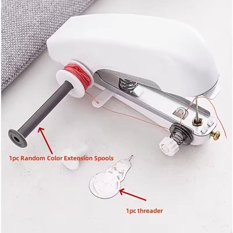 Home Handheld Sewing Machine Protable Outdoor Travel Clothes Fabrics DIY Stitchin Sew Tool Mini Manual Stitch Needlework Machine