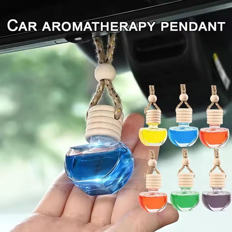Car Fragrance Bottle Ornament Hanging Empty Bottles Heart Shaped Essential Oil Diffuser Air Freshener Scent Interior Accessory
