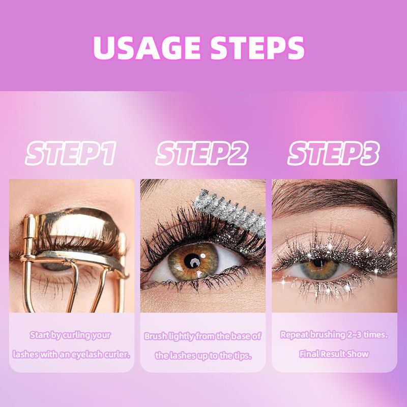 1PC QIBEST Colored Mascara Quick Dry Longlasting Waterproof Sweatproof Curling Shiny Sequins Eyelash Sexy Mascara Shimmer Makeup view 6