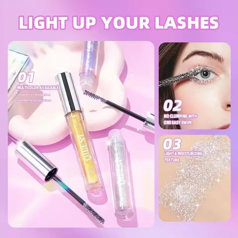 1PC QIBEST Colored Mascara Quick Dry Longlasting Waterproof Sweatproof Curling Shiny Sequins Eyelash Sexy Mascara Shimmer Makeup view 3