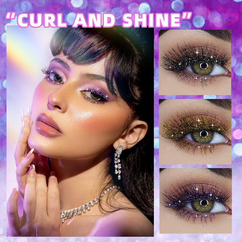1PC QIBEST Colored Mascara Quick Dry Longlasting Waterproof Sweatproof Curling Shiny Sequins Eyelash Sexy Mascara Shimmer Makeup view 2