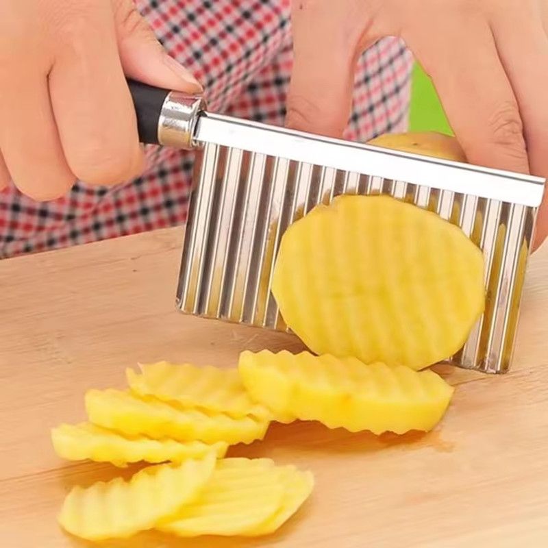 Potato Cutter Stainless Steel Serrated Blade Vegetable Fruits Slicer Wavy Knife Chopper Cucumber Garnishing Knife Kitchen Tool