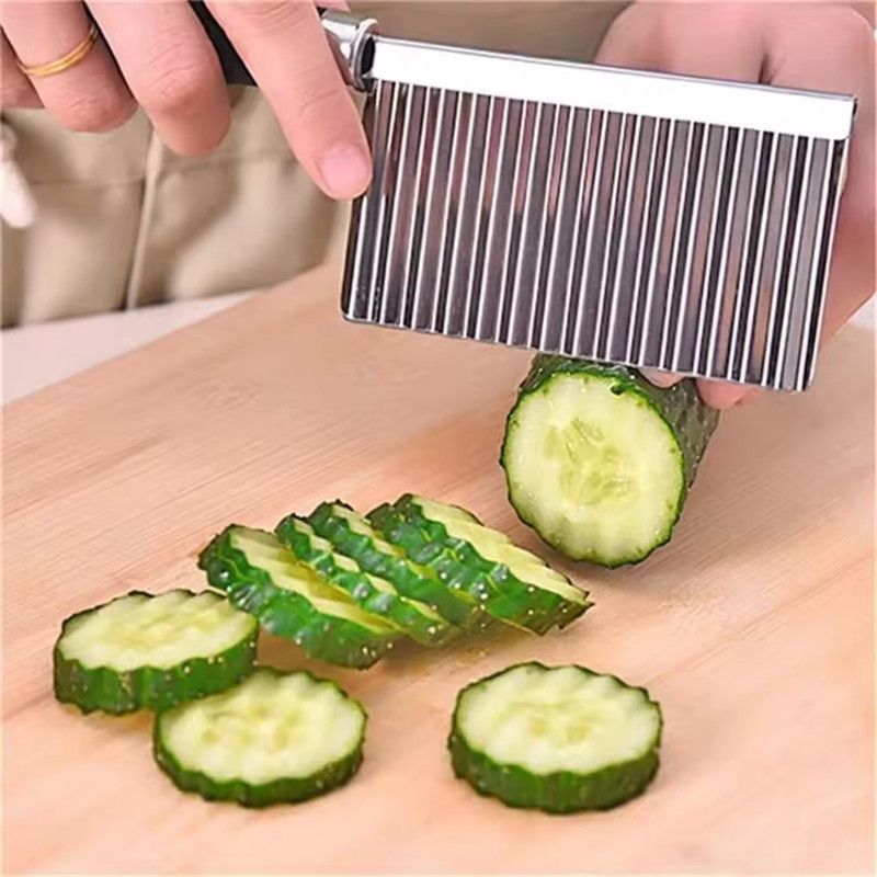Potato Cutter Stainless Steel Serrated Blade Vegetable Fruits Slicer Wavy Knife Chopper Cucumber Garnishing Knife Kitchen Tool