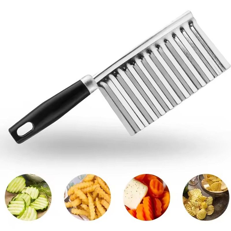 Potato Cutter Stainless Steel Serrated Blade Vegetable Fruits Slicer Wavy Knife Chopper Cucumber Garnishing Knife Kitchen Tool