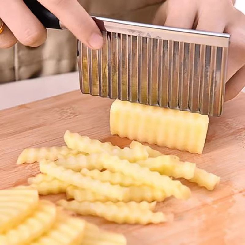 Potato Cutter Stainless Steel Serrated Blade Vegetable Fruits Slicer Wavy Knife Chopper Cucumber Garnishing Knife Kitchen Tool