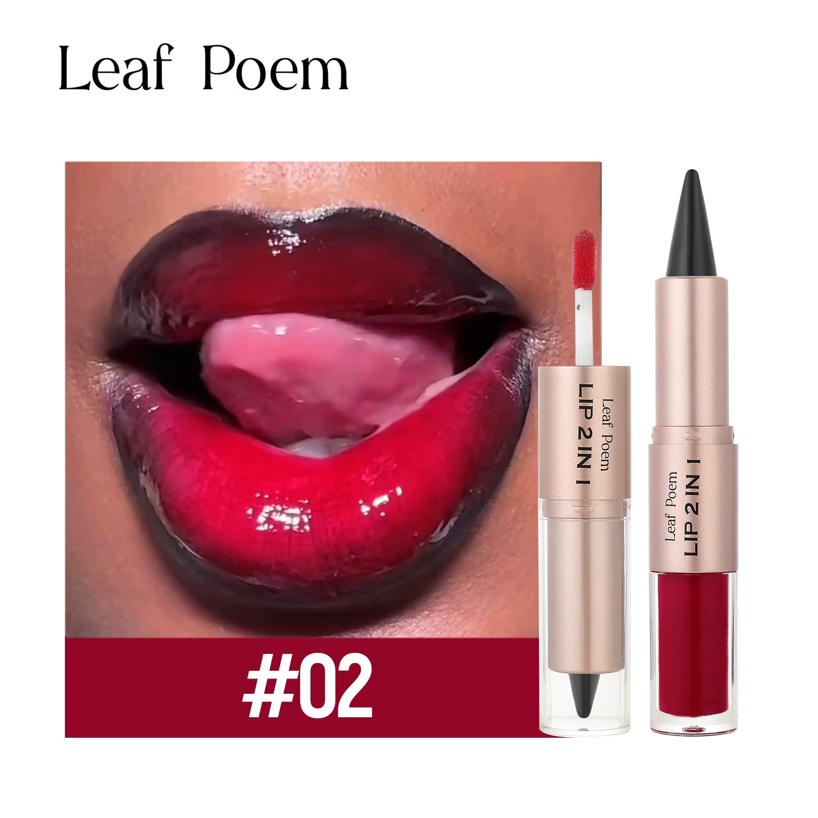 1PC 2in1 Lipstick Lip Gloss Lip Liner Contour Pencil Double Head Mirror Plumping Lip Glaze Crystal Lip Sexy Red Lips Tint Makeup B2-1033