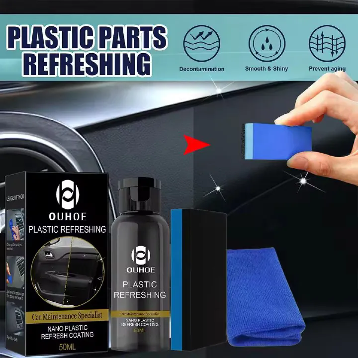30ml Plastics Refreshing Coating Agent Car Refurbishment Cleaning Agent Automotive Interior Cleaning Agent With Sponge And E-1261