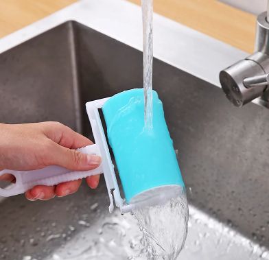 1PC Water-washable Roller with Cover, Portable Clothes, Carpet Sheets, Wool-absorbing and Dust-adhering Roller Household Tools