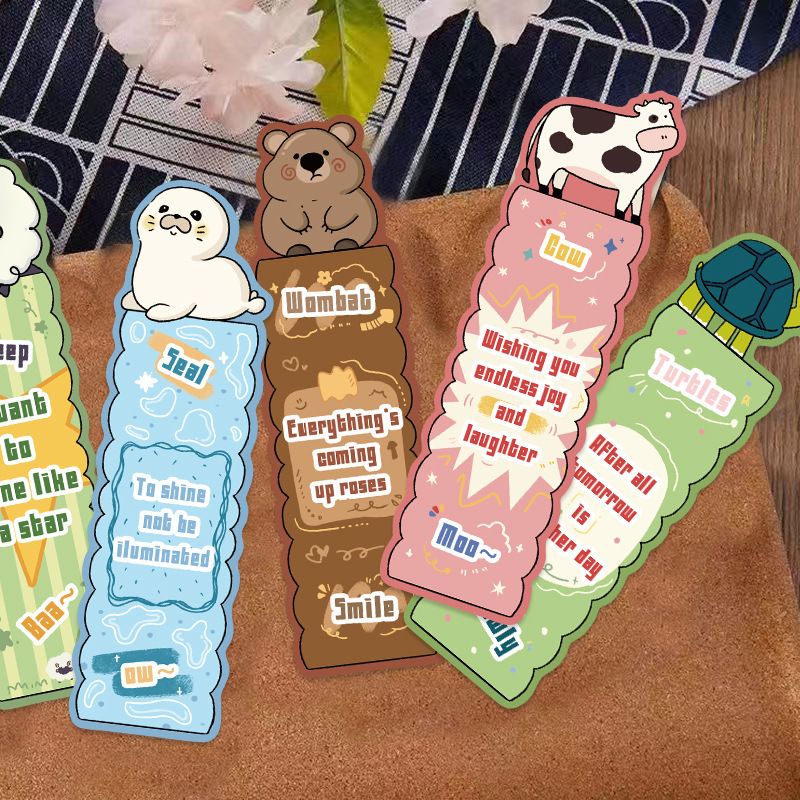 30pcs Cartoon Animals Reading Bookmark Set UV Coated Cardstock 4x15cm DIY Scrapbooking Journal Supplies for Book Lovers Gifts