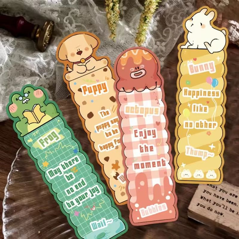 30pcs Cartoon Animals Reading Bookmark Set UV Coated Cardstock 4x15cm DIY Scrapbooking Journal Supplies for Book Lovers Gifts