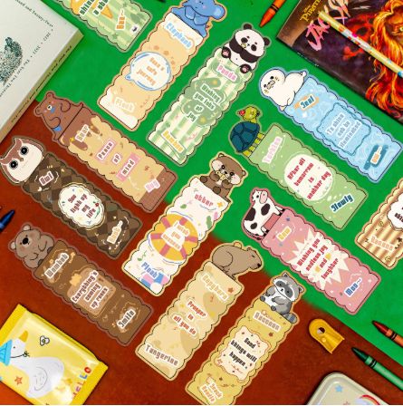 30pcs Cartoon Animals Reading Bookmark Set UV Coated Cardstock 4x15cm DIY Scrapbooking Journal Supplies for Book Lovers Gifts