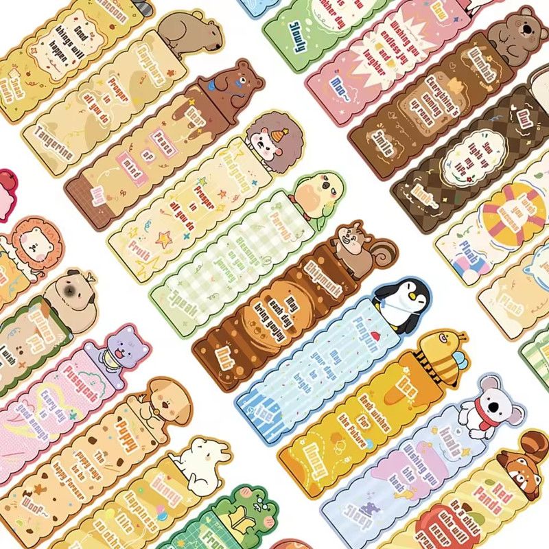 30pcs Cartoon Animals Reading Bookmark Set UV Coated Cardstock 4x15cm DIY Scrapbooking Journal Supplies for Book Lovers Gifts