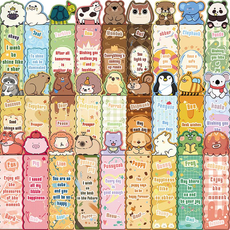 30pcs Cartoon Animals Reading Bookmark Set UV Coated Cardstock 4x15cm DIY Scrapbooking Journal Supplies for Book Lovers Gifts