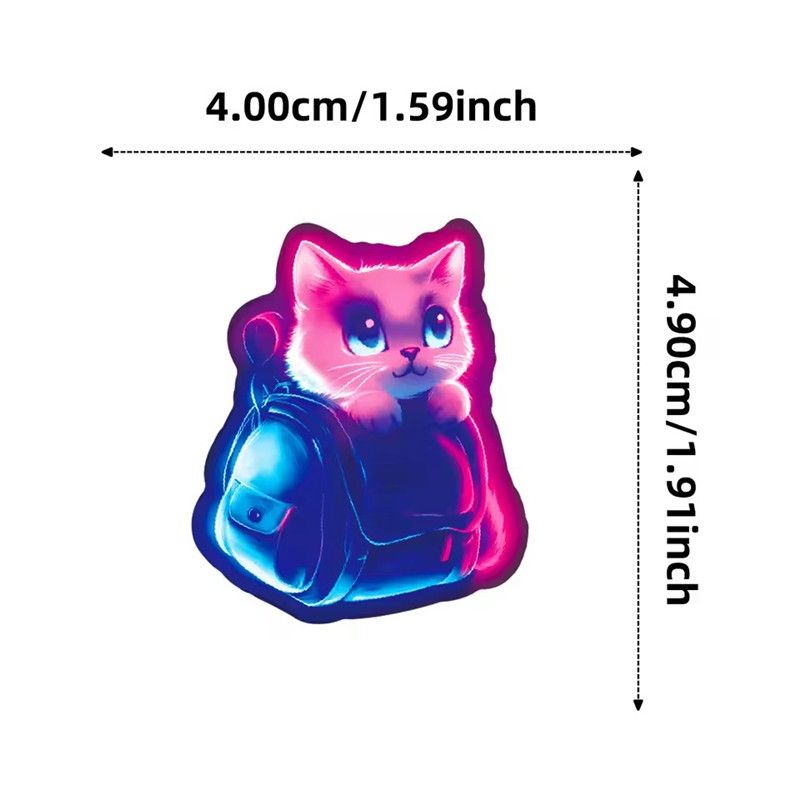 56Pcs Neon Light Cat Cartoon Stickers Aesthetic Cute Cat Decal DIY Phone Guitar Laptop Notebook Suitcase Waterproof Stickers H-59