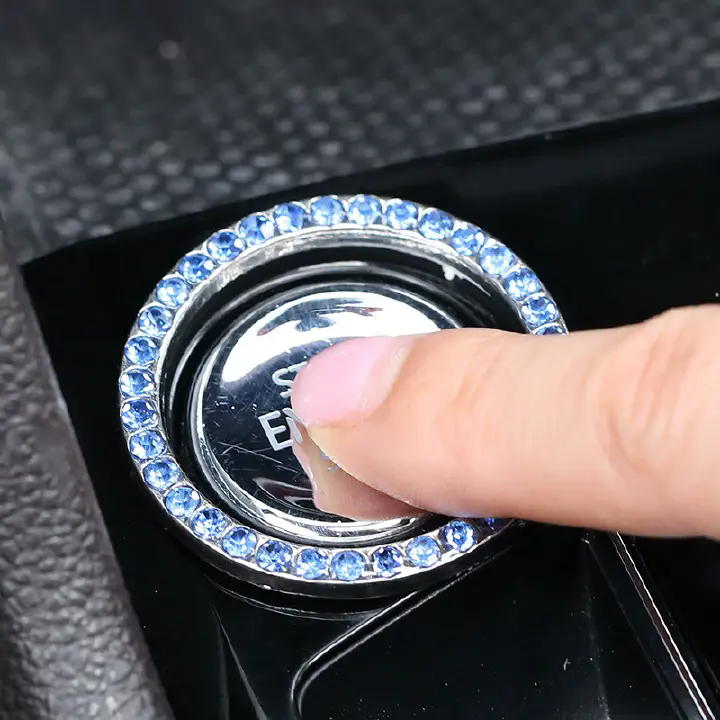 1PC  Crystal Engine Ignition Onekey Start Stop Push Button Switch Protective Cover Bling Girls Auto Accessories Car Interior Decor C-675