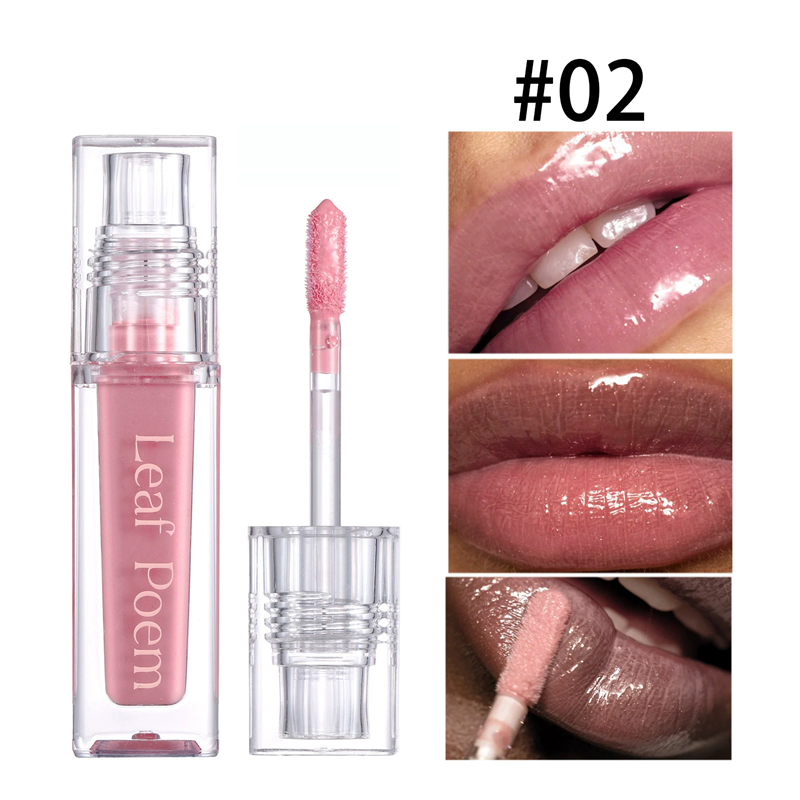 1PCHydrating Crystal Lip Oil - Plumping & Moisturizing Gloss with Tinted Shades High-shine Wet Cherry Pink Pearl Glow Lip Makeup view 3
