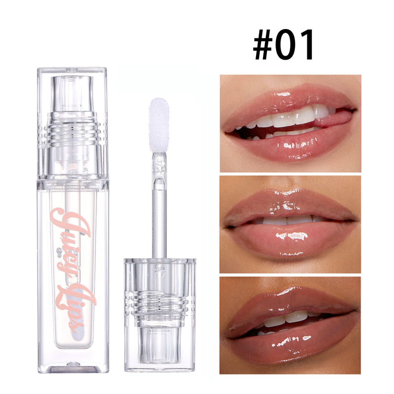 1PCHydrating Crystal Lip Oil - Plumping & Moisturizing Gloss with Tinted Shades High-shine Wet Cherry Pink Pearl Glow Lip Makeup view 2