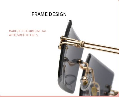 Vintage Square Rimless Sunglasses Men New Luxury Brand Trendy Gradient Sun Glasses UV400 Women Punk Eyewear