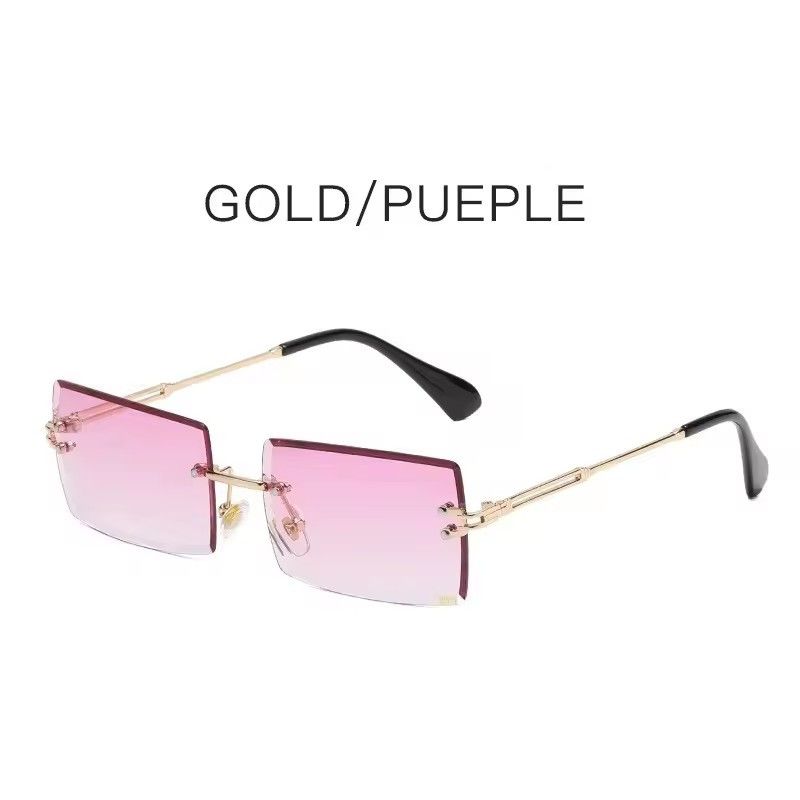 Vintage Square Rimless Sunglasses Men New Luxury Brand Trendy Gradient Sun Glasses UV400 Women Punk Eyewear