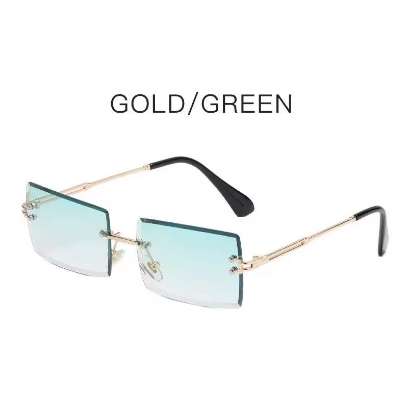 Vintage Square Rimless Sunglasses Men New Luxury Brand Trendy Gradient Sun Glasses UV400 Women Punk Eyewear