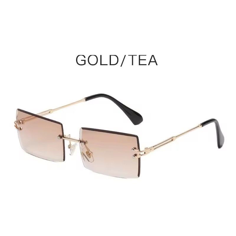 Vintage Square Rimless Sunglasses Men New Luxury Brand Trendy Gradient Sun Glasses UV400 Women Punk Eyewear