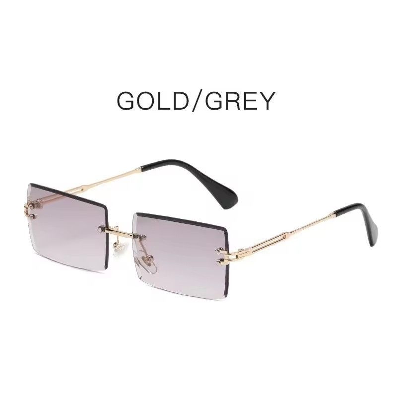 Vintage Square Rimless Sunglasses Men New Luxury Brand Trendy Gradient Sun Glasses UV400 Women Punk Eyewear