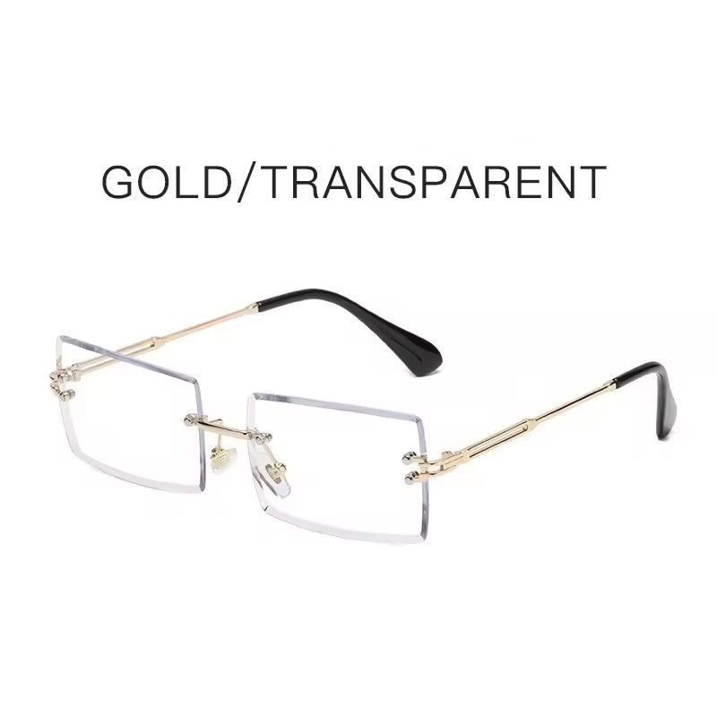 Vintage Square Rimless Sunglasses Men New Luxury Brand Trendy Gradient Sun Glasses UV400 Women Punk Eyewear