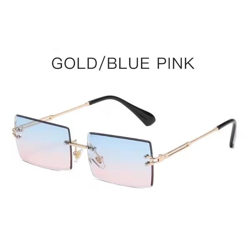 Vintage Square Rimless Sunglasses Men New Luxury Brand Trendy Gradient Sun Glasses UV400 Women Punk Eyewear