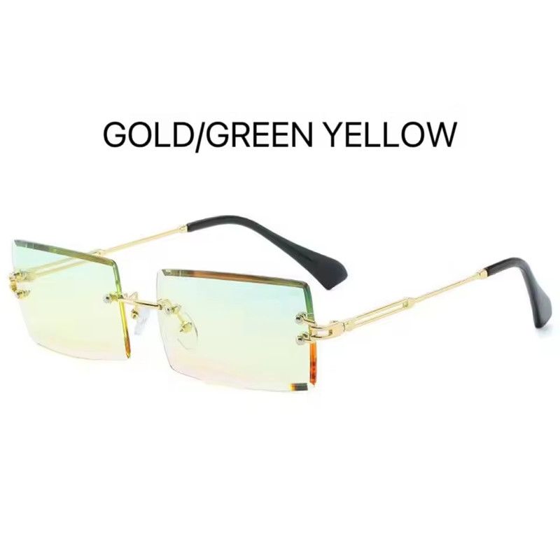 Vintage Square Rimless Sunglasses Men New Luxury Brand Trendy Gradient Sun Glasses UV400 Women Punk Eyewear