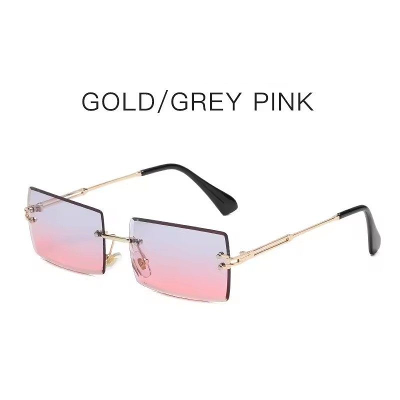 Vintage Square Rimless Sunglasses Men New Luxury Brand Trendy Gradient Sun Glasses UV400 Women Punk Eyewear