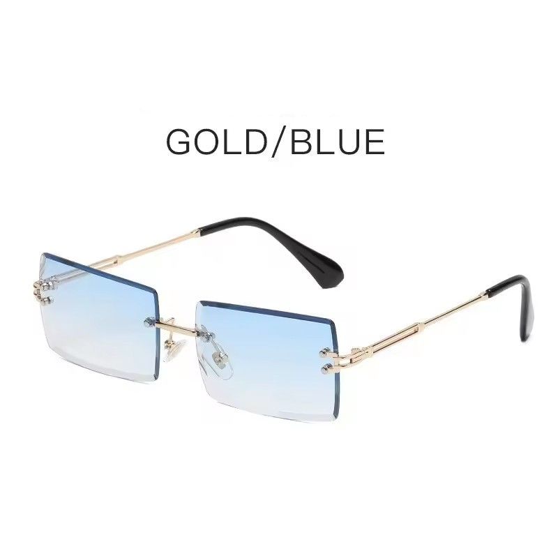 Vintage Square Rimless Sunglasses Men New Luxury Brand Trendy Gradient Sun Glasses UV400 Women Punk Eyewear